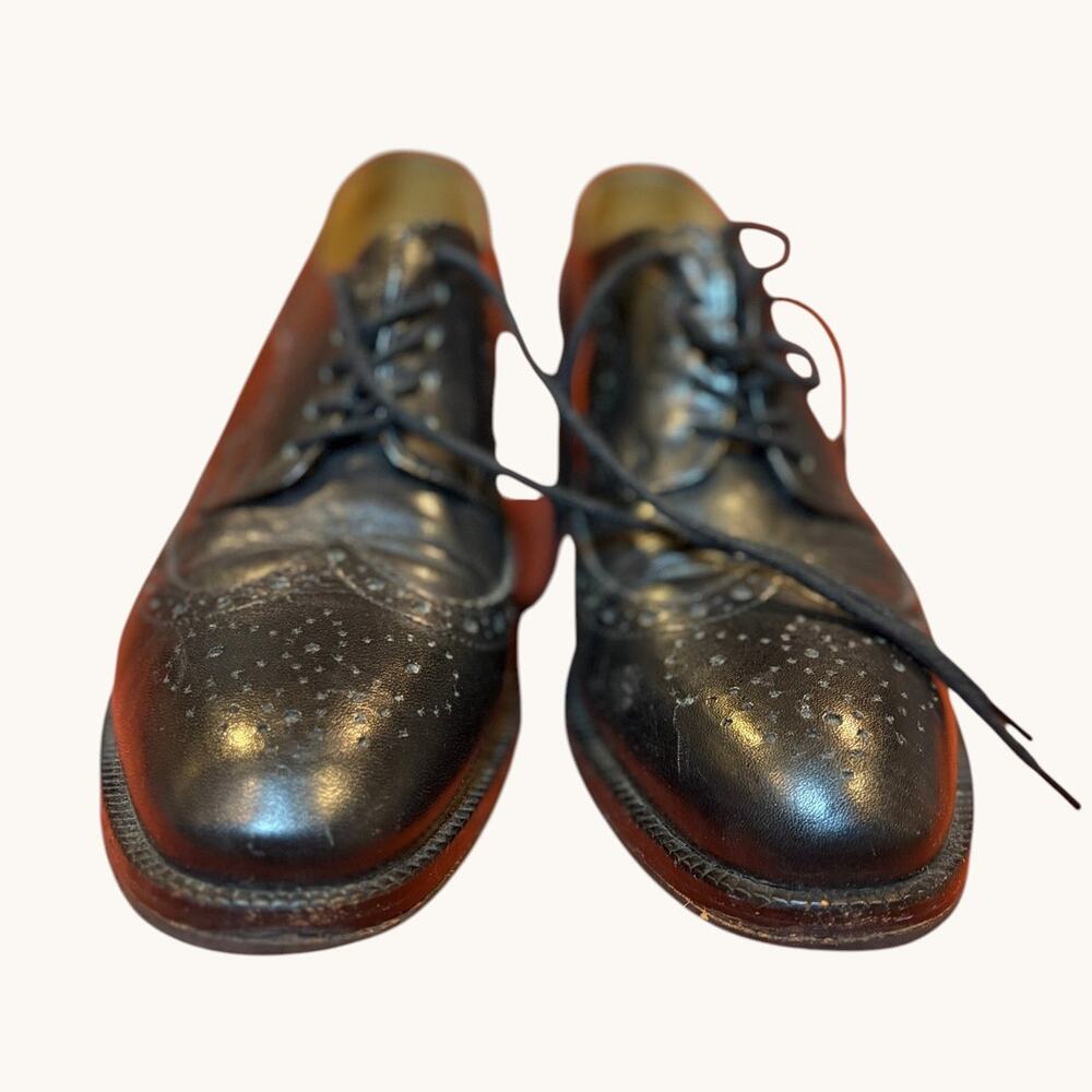 KENNETH COLE Women's Leather Wingtip Shoes 8.5 Black Brogue Oxford Heels Vintage - Picture 3 of 9